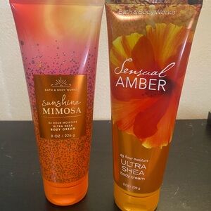 Bath & Body Works Sunshine Mimosa and Sensual Amber Body Cream Set